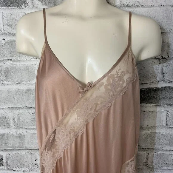 Vintage Y2K 90s Satin Sheer Lace Long Maxi Lingerie Slip Dress Nightgown - Picture 4 of 16